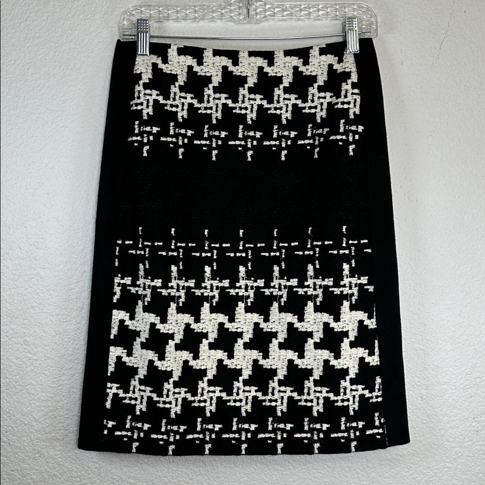 Carlisle Houndstooth Pencil Skirt Wool Blend Womens 2 Dark Academia Preppy Work